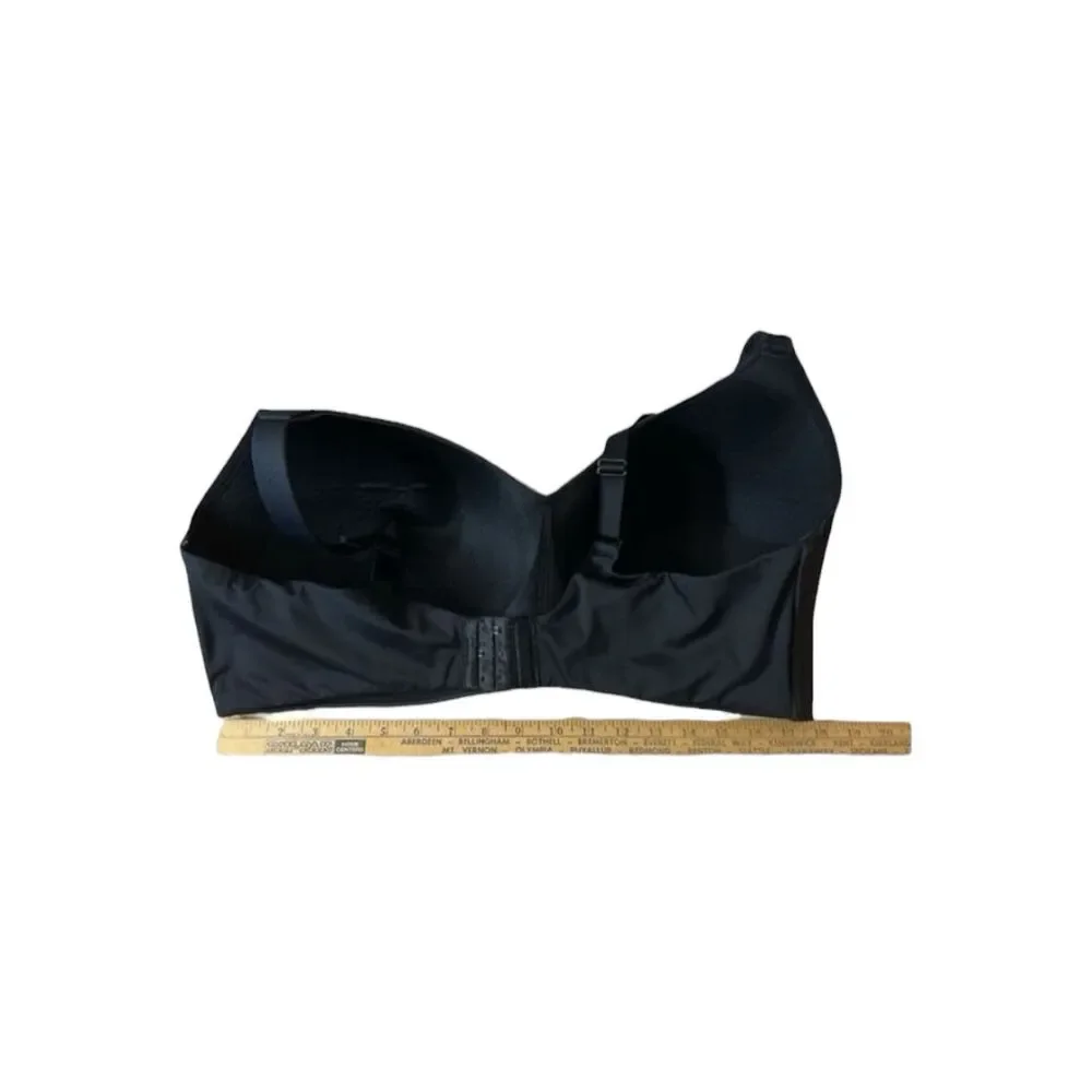 Auden Women Plus Size 44DDD Bra Wirefree Black Lightly Lined Wide Comfy Straps